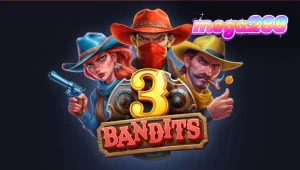 Tampilan visual slot 3 Bandits dengan tema Wild West yang penuh aksi