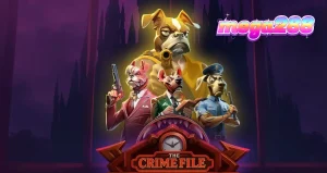 Tampilan visual noir dari slot The Crime File dengan detektif anjing